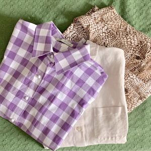 Lot of Three Button Ups New Orvis Linen Cotton